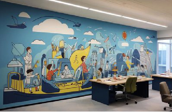 永善办公室墙绘的特点。